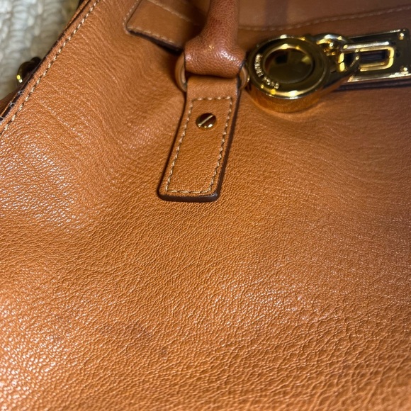 MICHAEL KORS Hamilton Medium Lock and Key Leather Bag Satchel/Shoulder Bag Brn - Picture 12 of 14